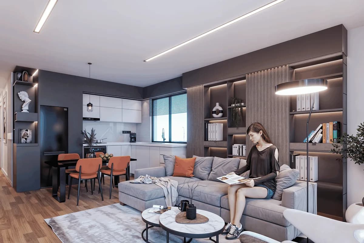 Salon w apartamencie GreenVille Lapta